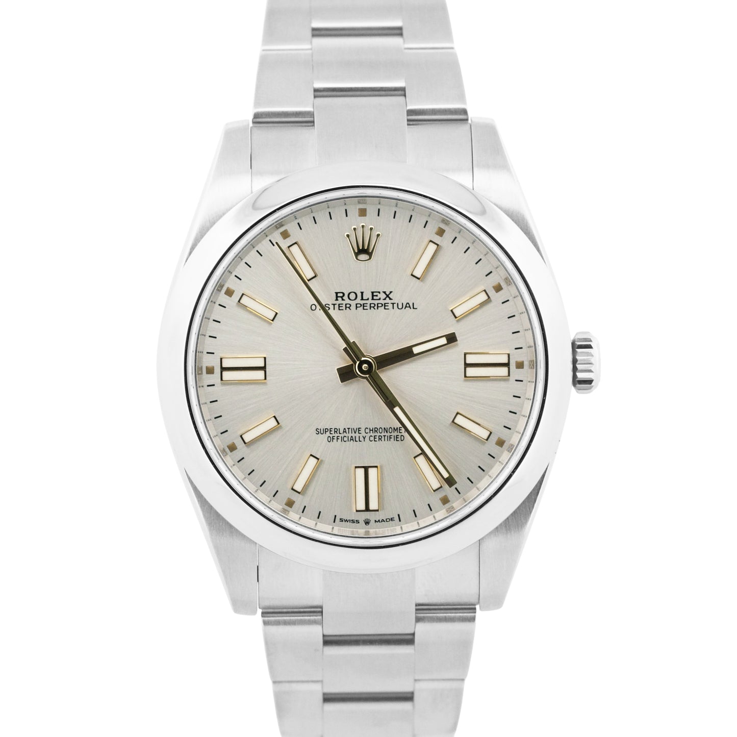 PAPERS Rolex Oyster Perpetual 41 SILVER Stainless Steel Oyster 41mm 124300 BOX