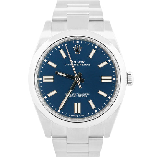 2022 PAPERS Rolex Oyster Perpetual BLUE Stainless Steel 41mm 124300 Watch BOX