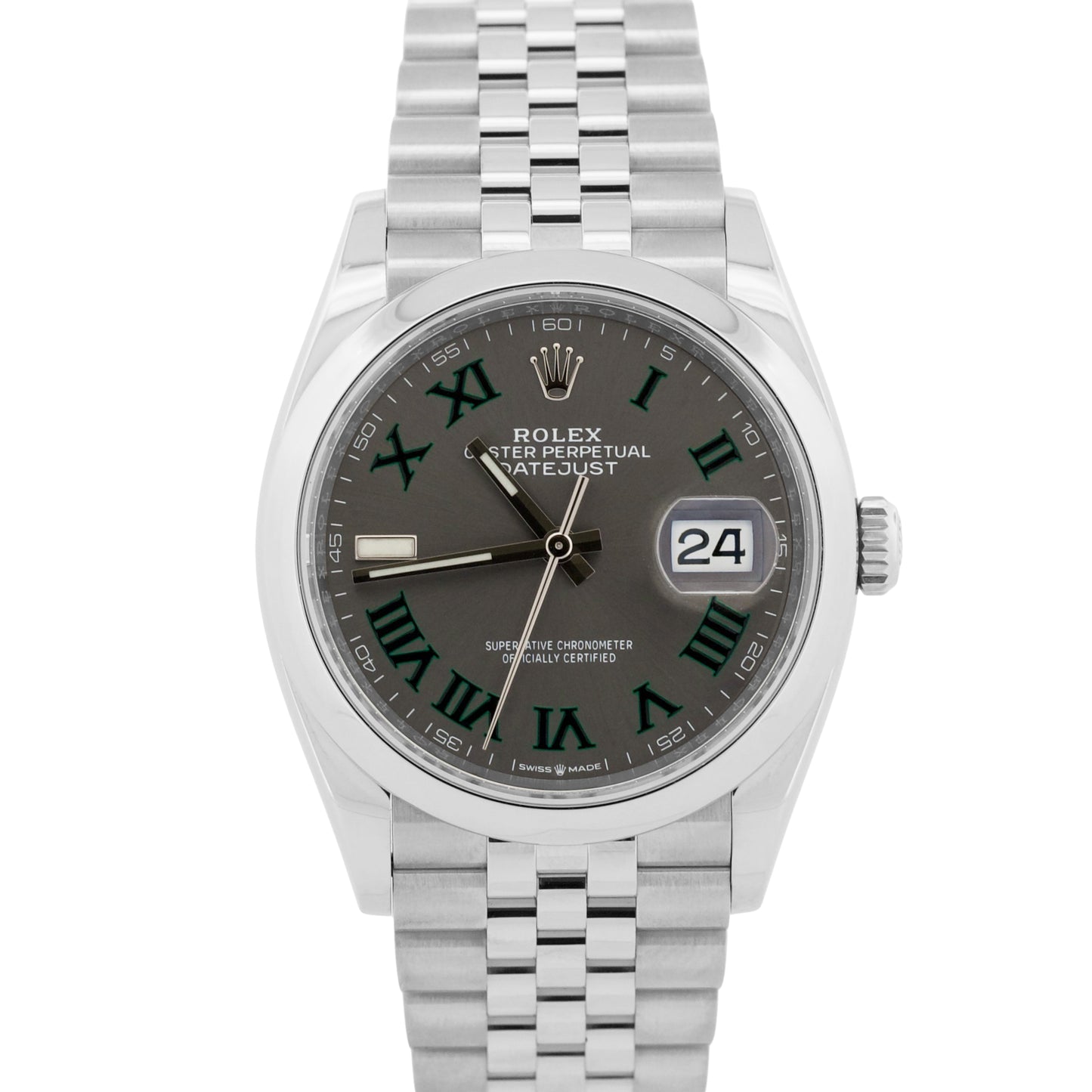 2022 PAPERS Rolex DateJust WIMBLEDON Rhodium Roman Steel JUBILEE 36mm 126200 BOX