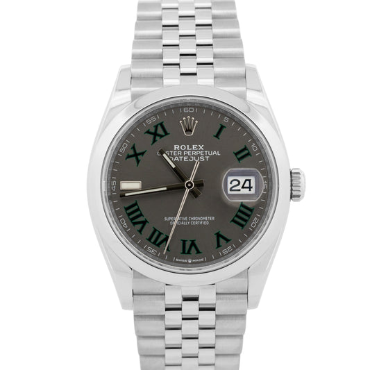 2022 PAPERS Rolex DateJust WIMBLEDON Rhodium Roman Steel JUBILEE 36mm 126200 BOX