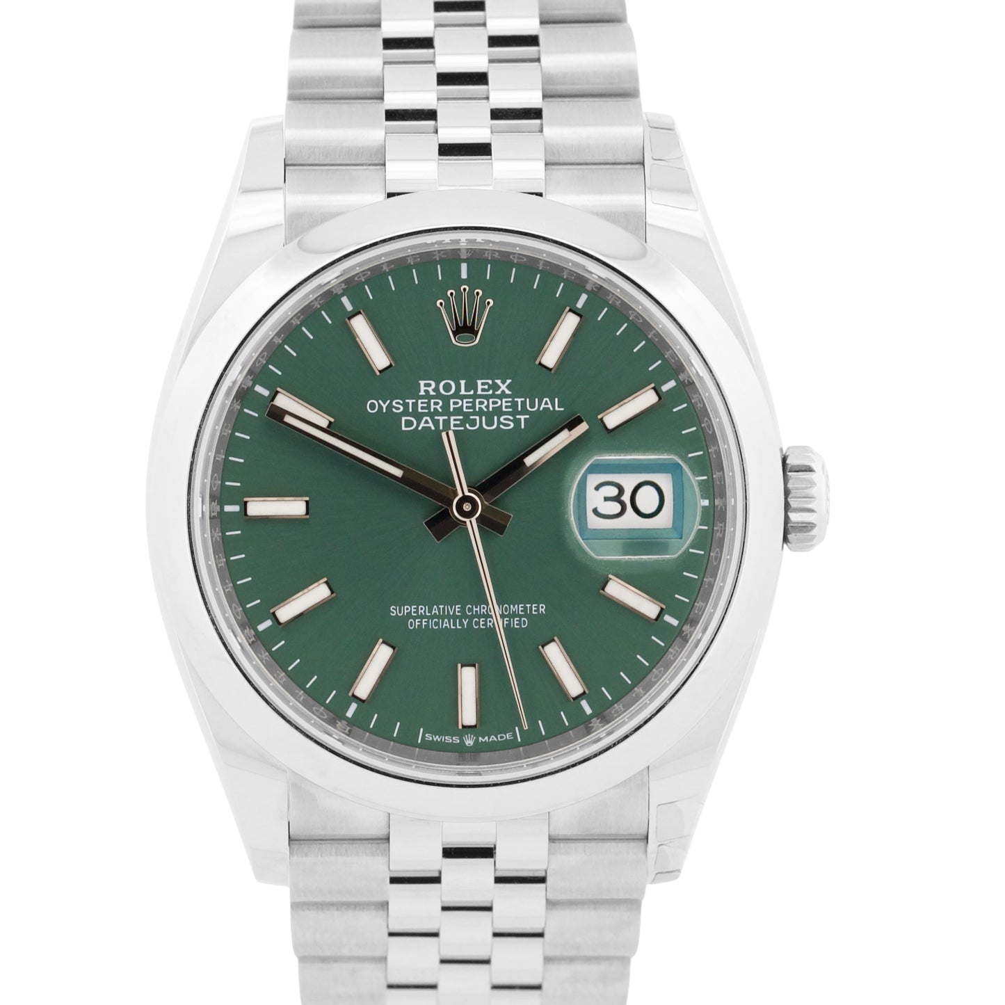 NEW 2025 PAPERS Rolex DateJust MINT GREEN Steel JUBILEE 36mm Watch 126200 BOX