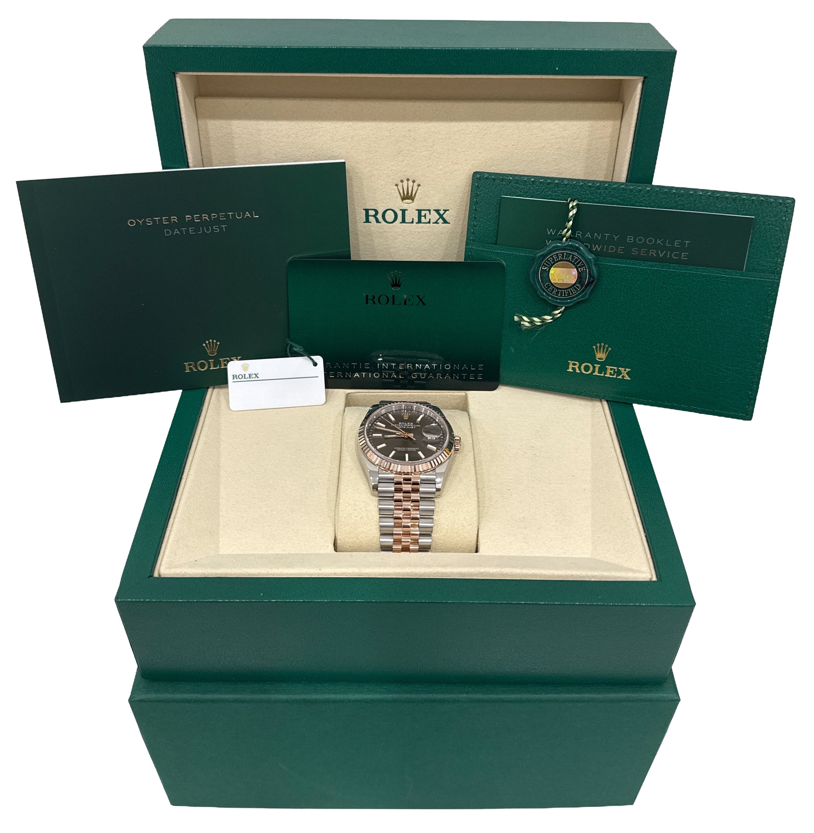 2026 PAPERS Rolex DateJust RHODIUM 18K Rose Gold Steel JUBILEE