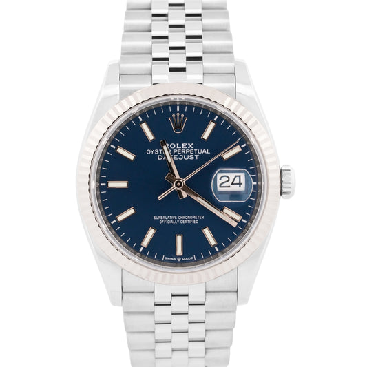 2020 PAPERS Rolex DateJust 36 BLUE Stainless Steel 18K Gold JUBILEE 126234 BOX