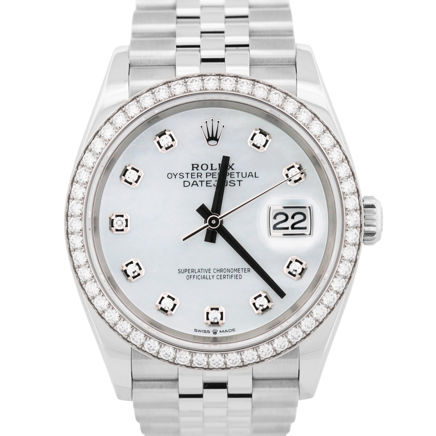 2024 Rolex DateJust 36mm FACTORY MOP DIAMOND Stainless Steel Jubilee 126284 RBR