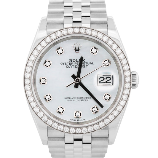 2024 Rolex DateJust 36mm FACTORY MOP DIAMOND Stainless Steel Jubilee 126284 RBR