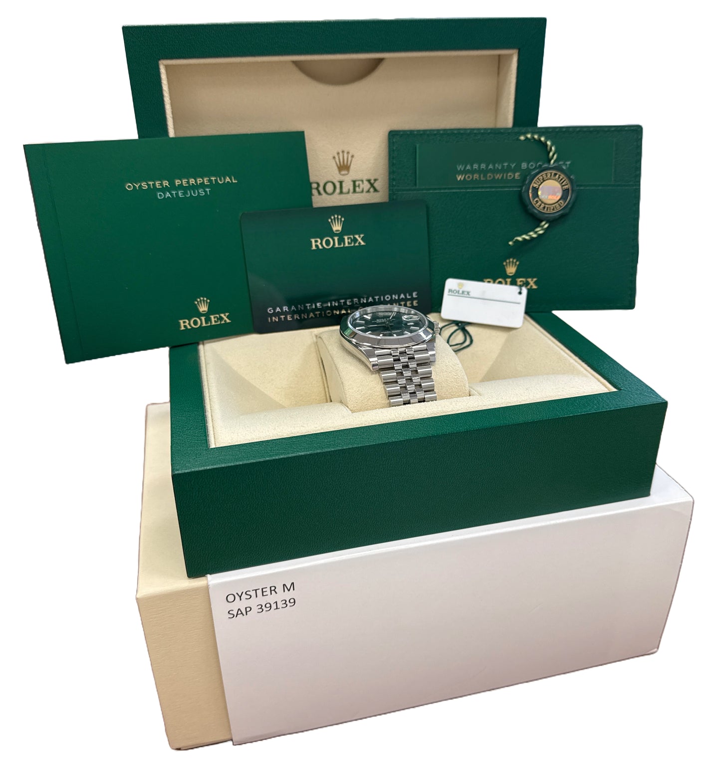 NEW NOV 2024 PAPERS Rolex DateJust 41 MINT GREEN JUBILEE Stainless 126300 BOX