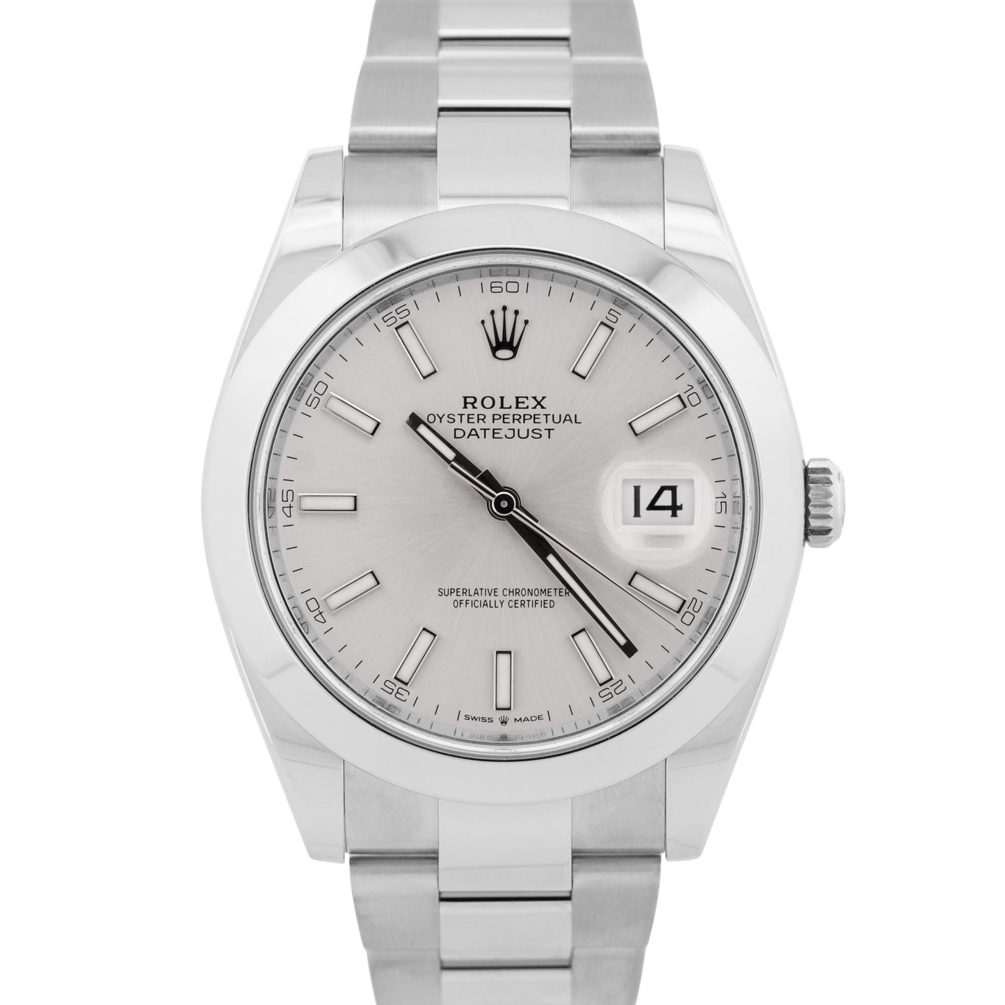 2025 PAPERS Rolex DateJust 41 SILVER Steel Smooth OYSTER 41mm 126300 Watch BOX