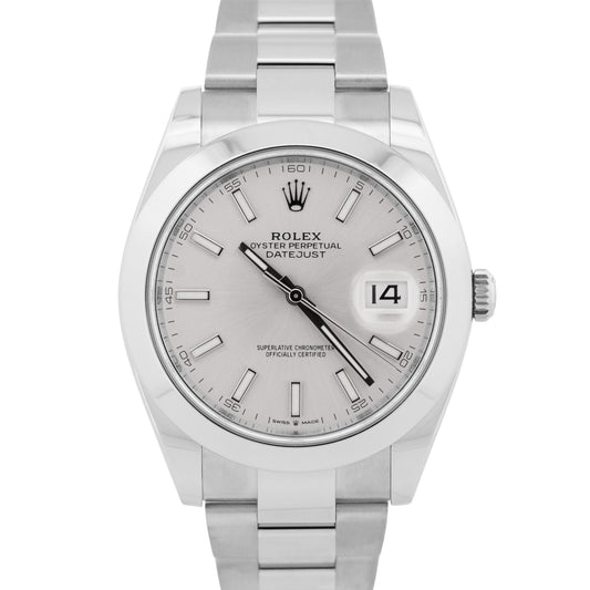 2025 PAPERS Rolex DateJust 41 SILVER Steel Smooth OYSTER 41mm 126300 Watch BOX
