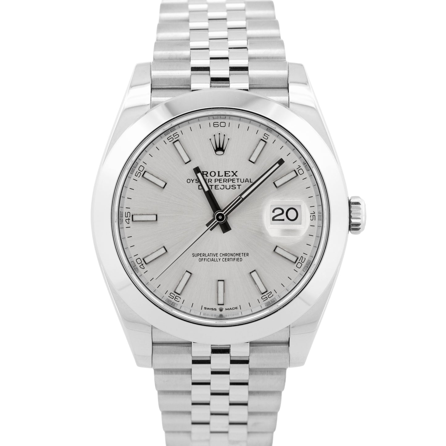 PAPERS Rolex DateJust 41 SILVER Stainless Steel Smooth JUBILEE 41mm 126300 BOX