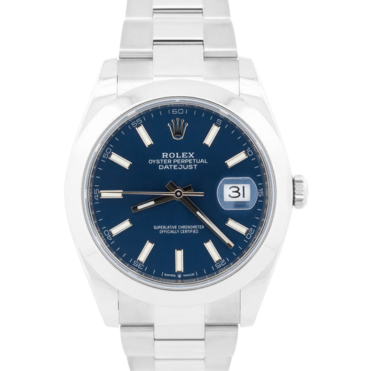 Rolex DateJust 41 BLUE Stainless Steel OYSTER Smooth 41mm Automatic Watch 126300