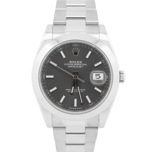 PAPERS Rolex DateJust 41 RHODIUM Stainless Steel Smooth OYSTER 41mm 126300 BOX