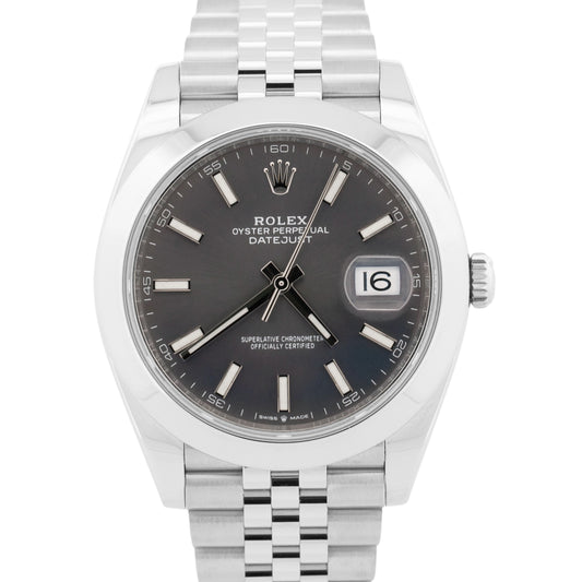 2022 PAPERS Rolex DateJust RHODIUM Stainless Steel 41mm JUBILEE Watch 126300 BOX