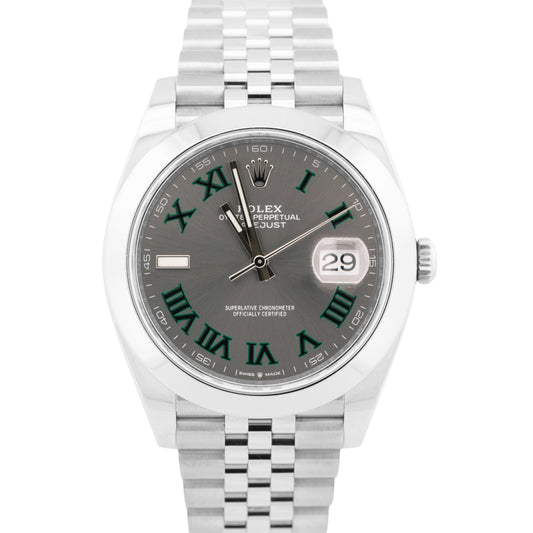 MINT 2023 PAPERS Rolex DateJust WIMBLEDON Rhodium Steel 41mm JUBILEE 126300 BOX