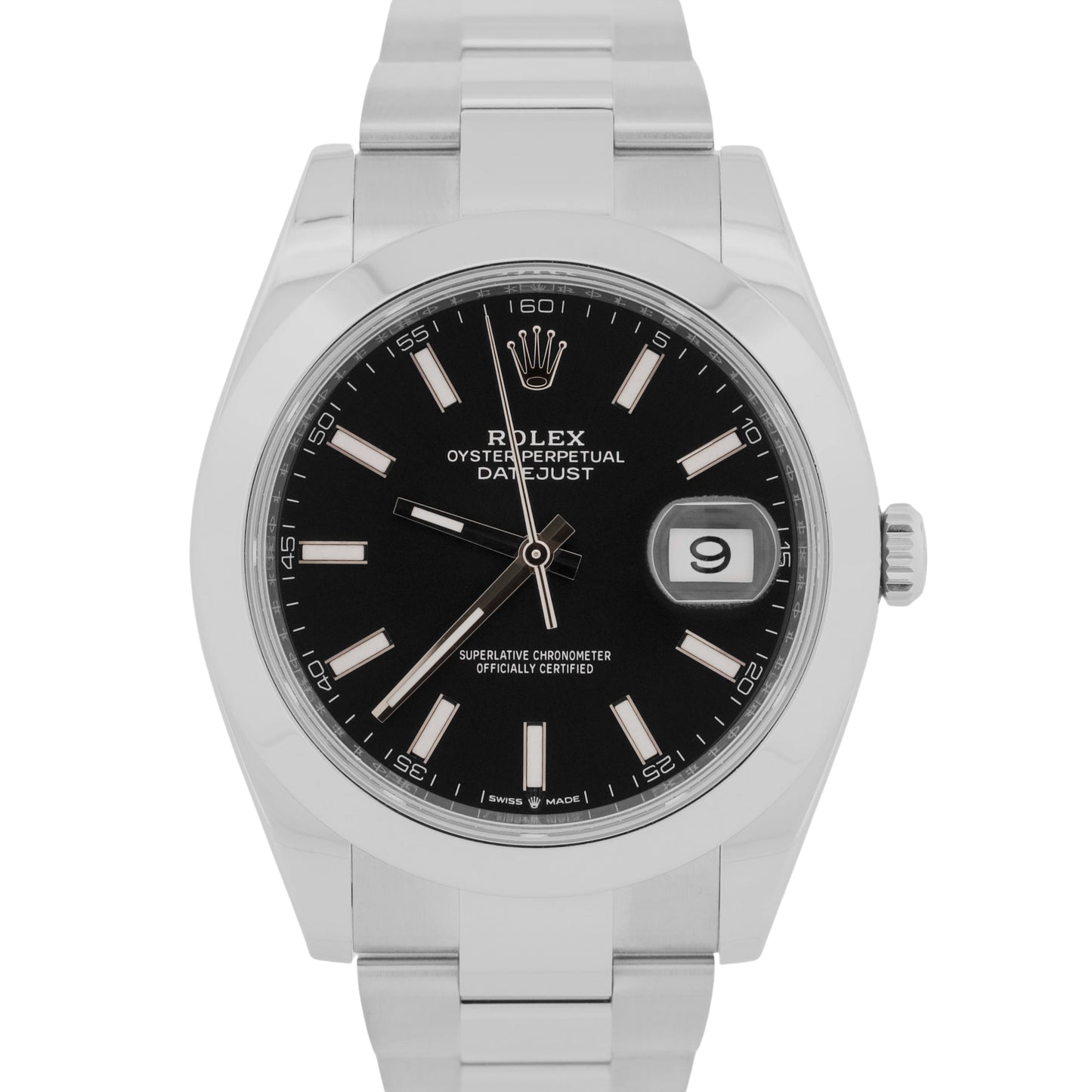 Rolex DateJust 41 BLACK Stainless Steel 41mm Smooth 126300 OYSTER Watch