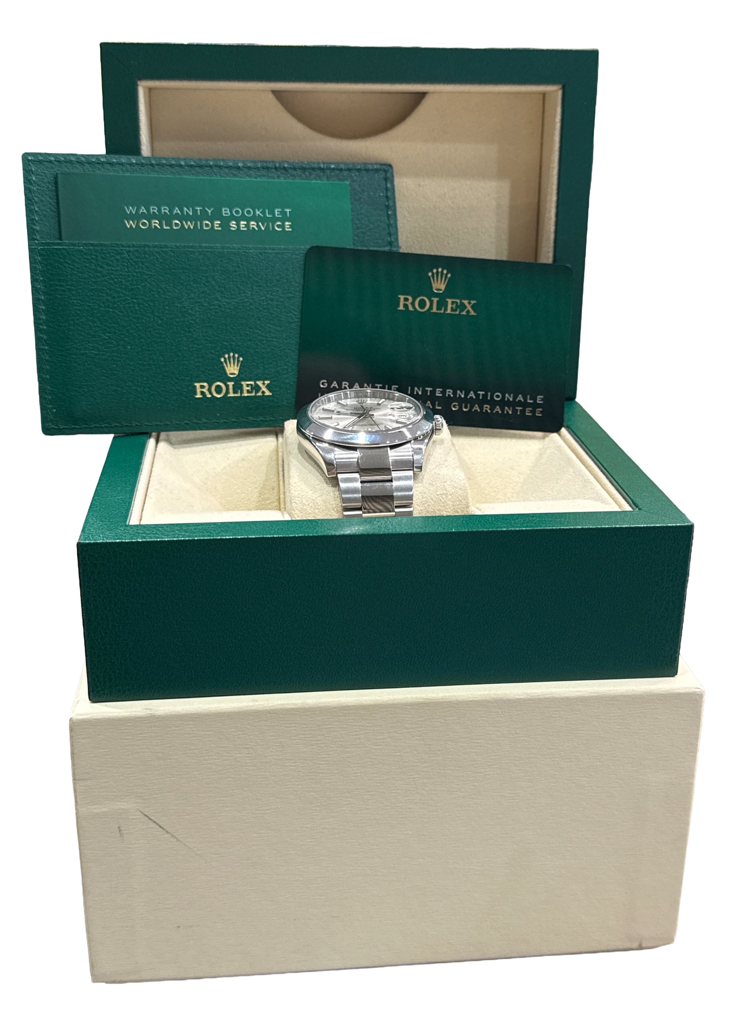 PAPERS Rolex DateJust 41mm SILVER Stainless Steel Smooth OYSTER 126300 Watch BOX