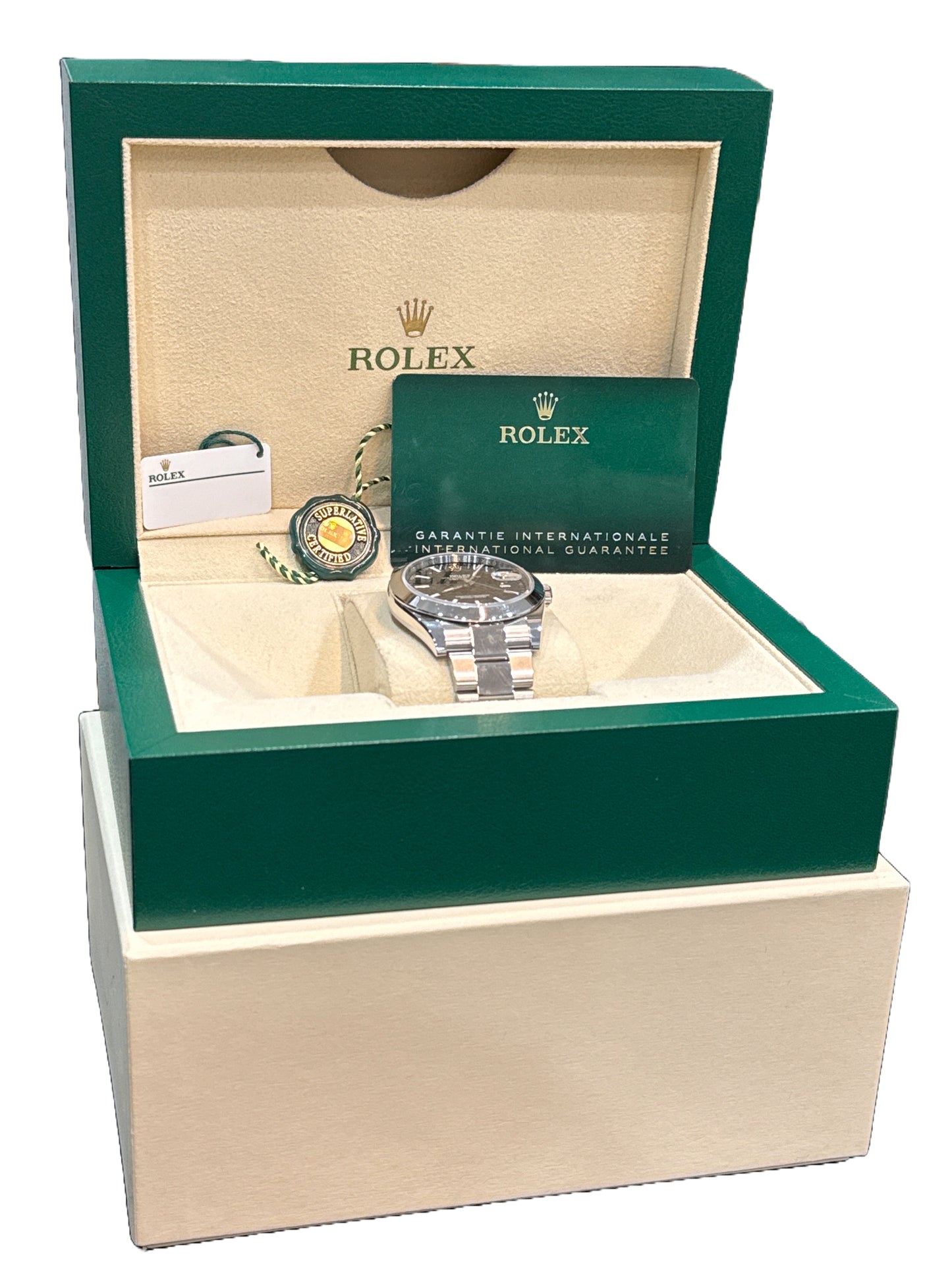 2023 PAPERS Rolex DateJust 41 BLACK Stainless Steel Oyster 41mm Watch 126300 BOX