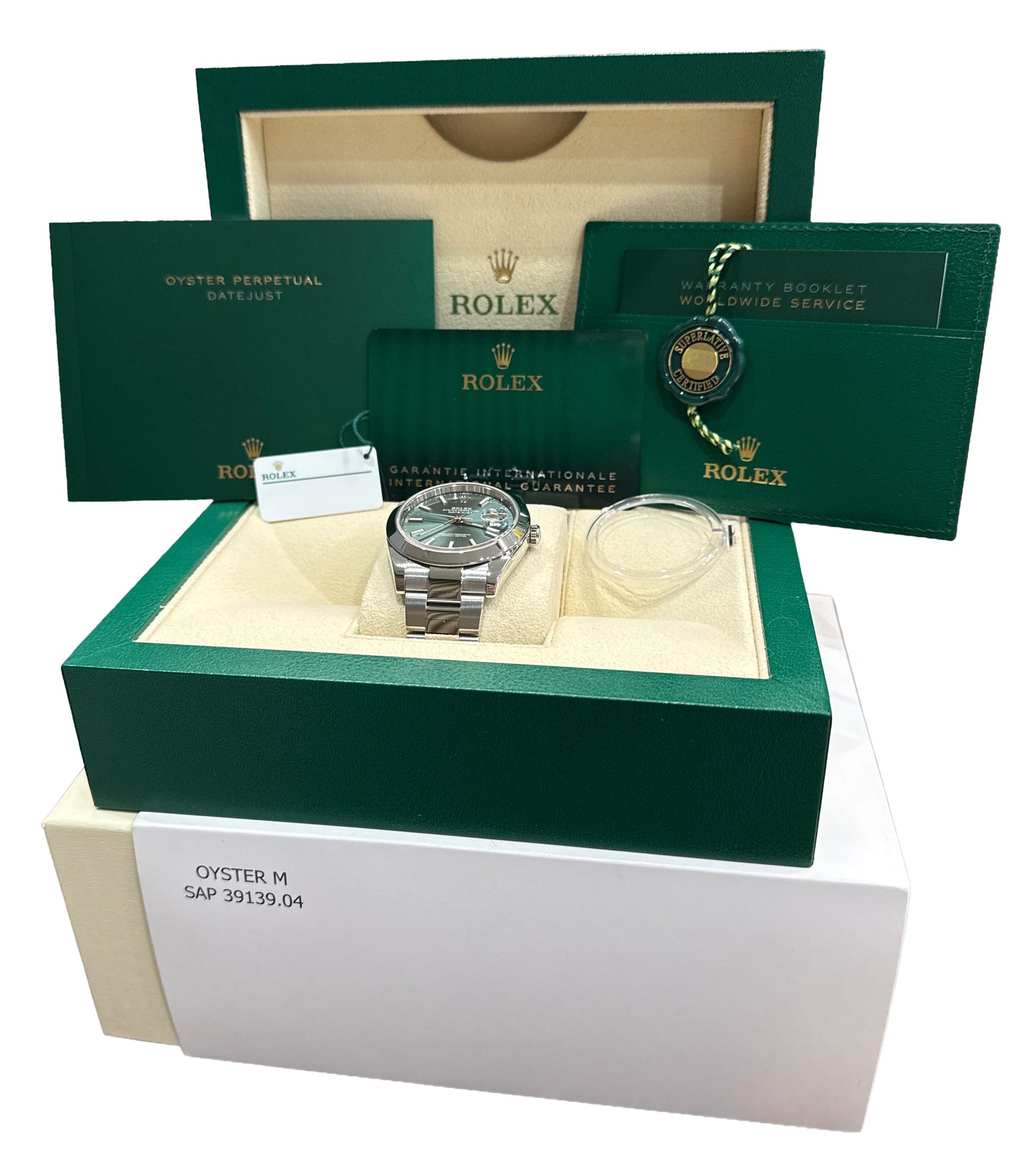 2024 PAPERS Rolex DateJust 41 MINT GREEN Stainless Steel 41mm OYSTER 126300 BOX