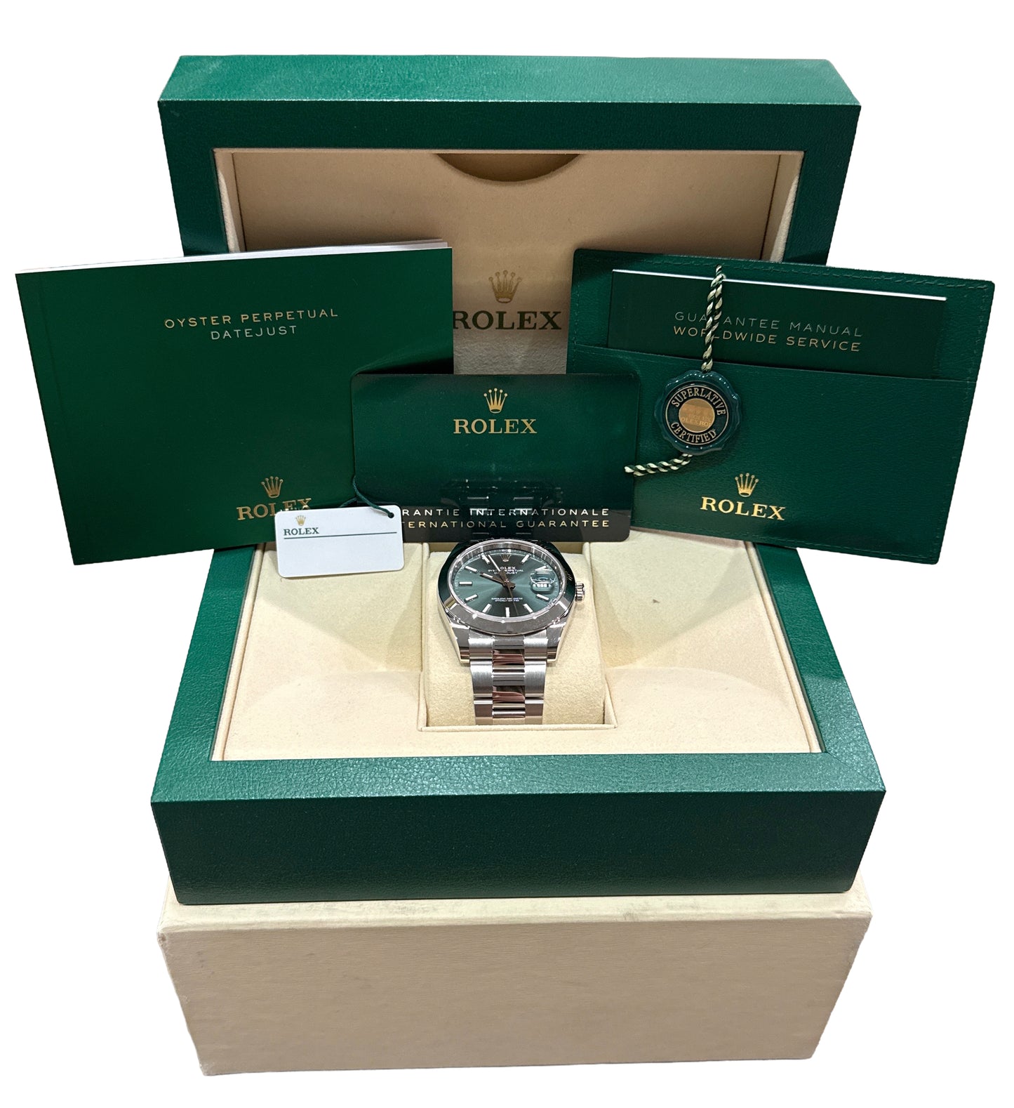 NEW 2026 PAPERS Rolex DateJust 41 MINT GREEN Steel OYSTER 41mm 126300 Watch BOX