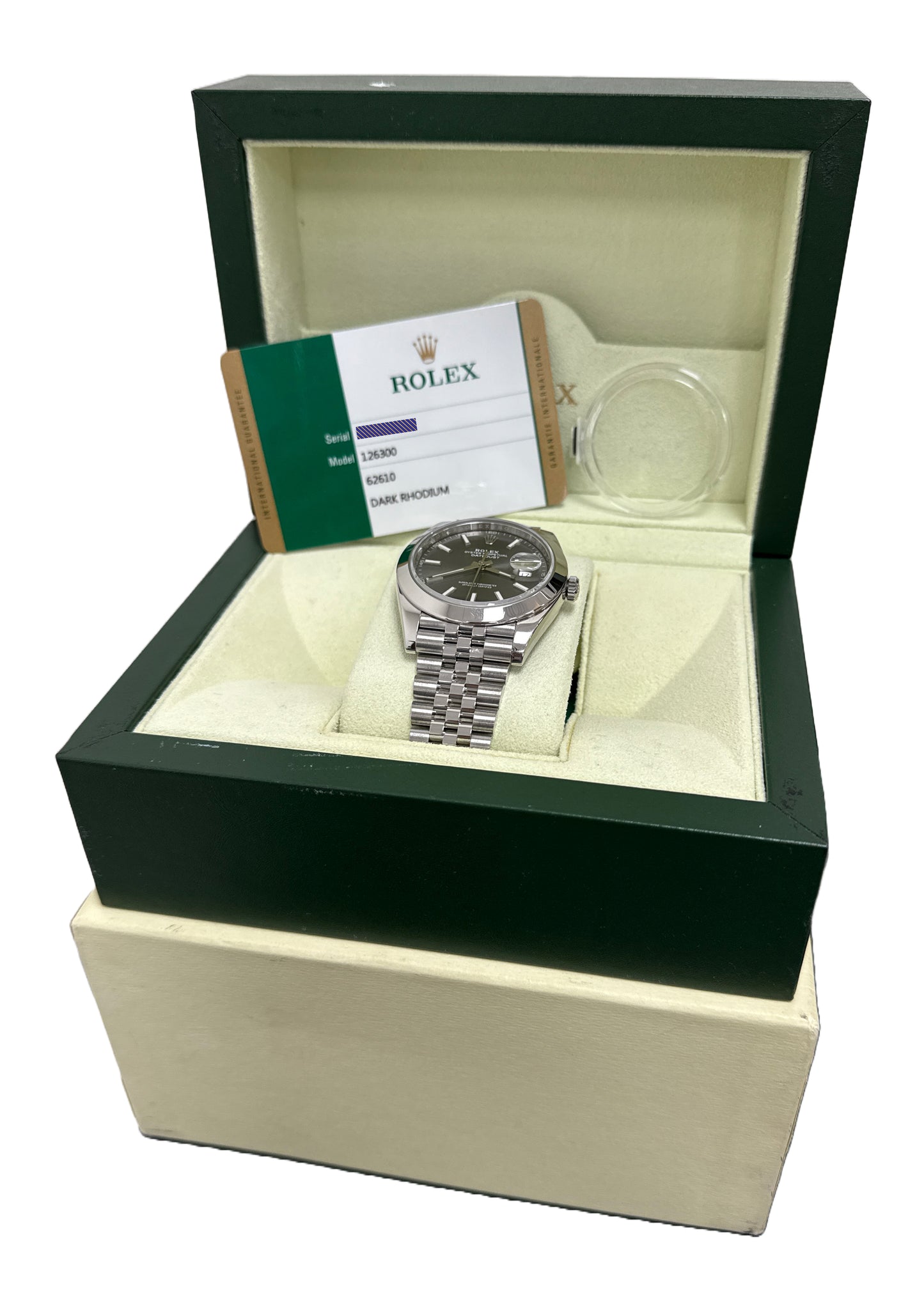 MINT PAPERS Rolex DateJust 41 RHODIUM Stainless Steel JUBILEE 41mm 126300 BOX