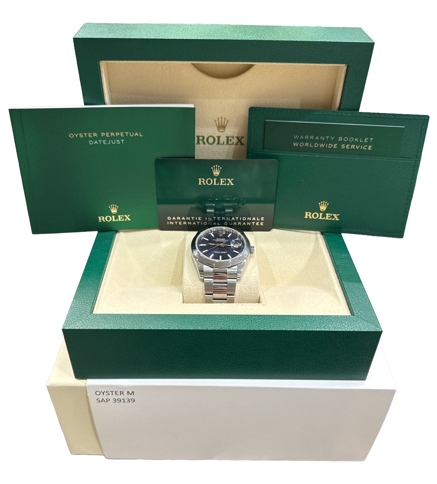 2024 PAPERS Rolex DateJust 41mm BLUE Stainless Steel Smooth OYSTER 126300 BOX