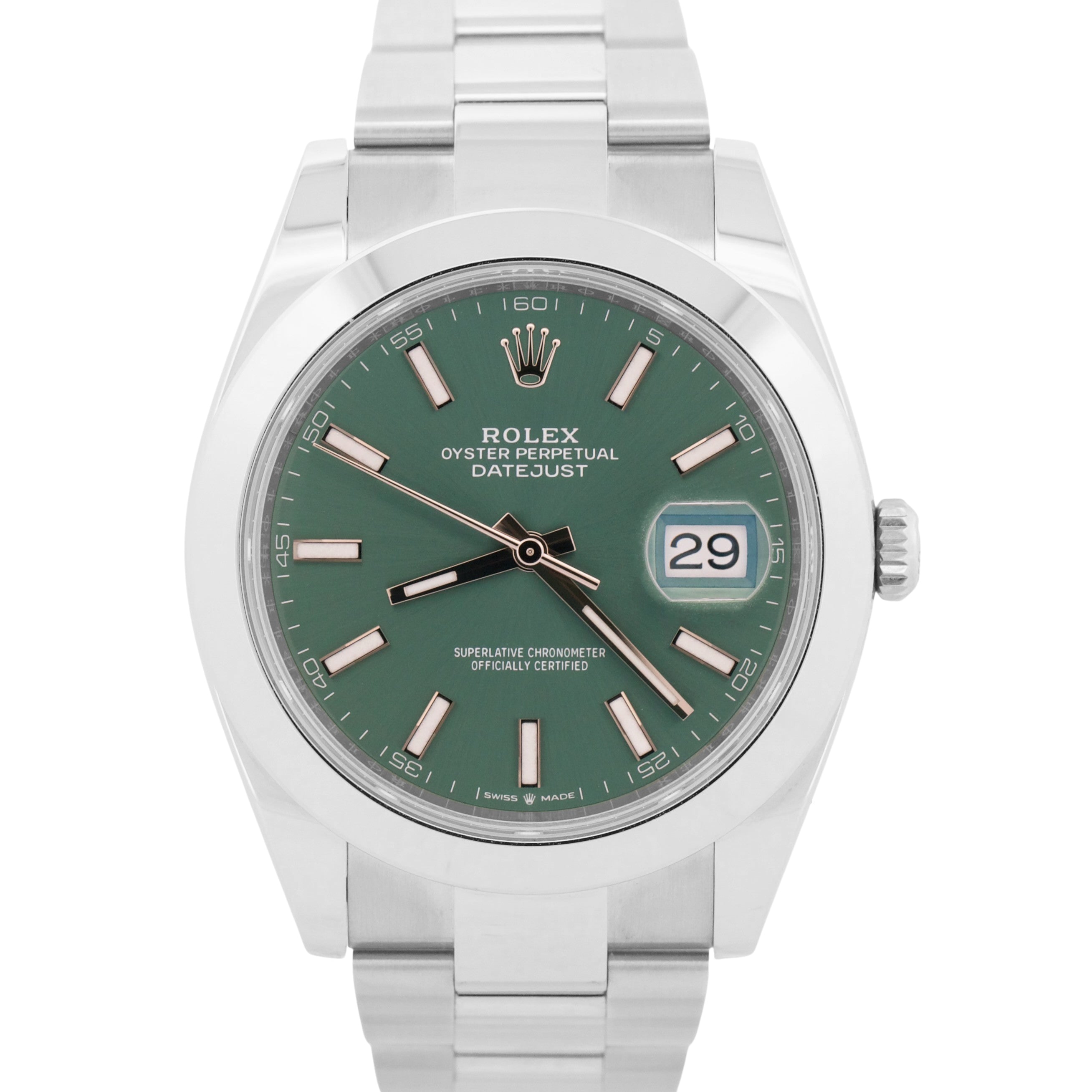 UNWORN 2026 PAPERS Rolex DateJust 41 MINT GREEN Steel OYSTER 41mm
