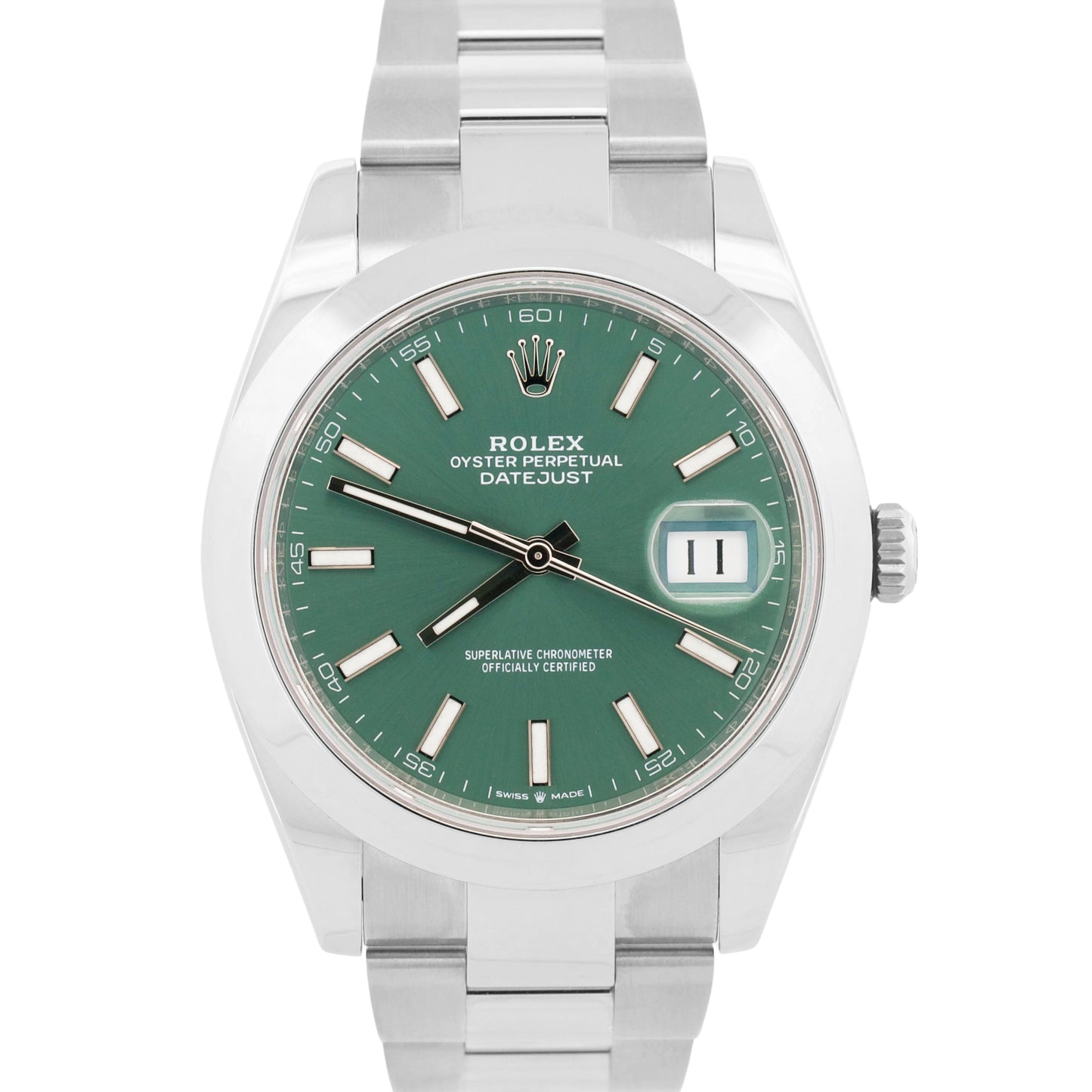 2025 PAPERS Rolex DateJust 41 MINT GREEN Stainless Steel 41mm OYSTER 126300 BOX