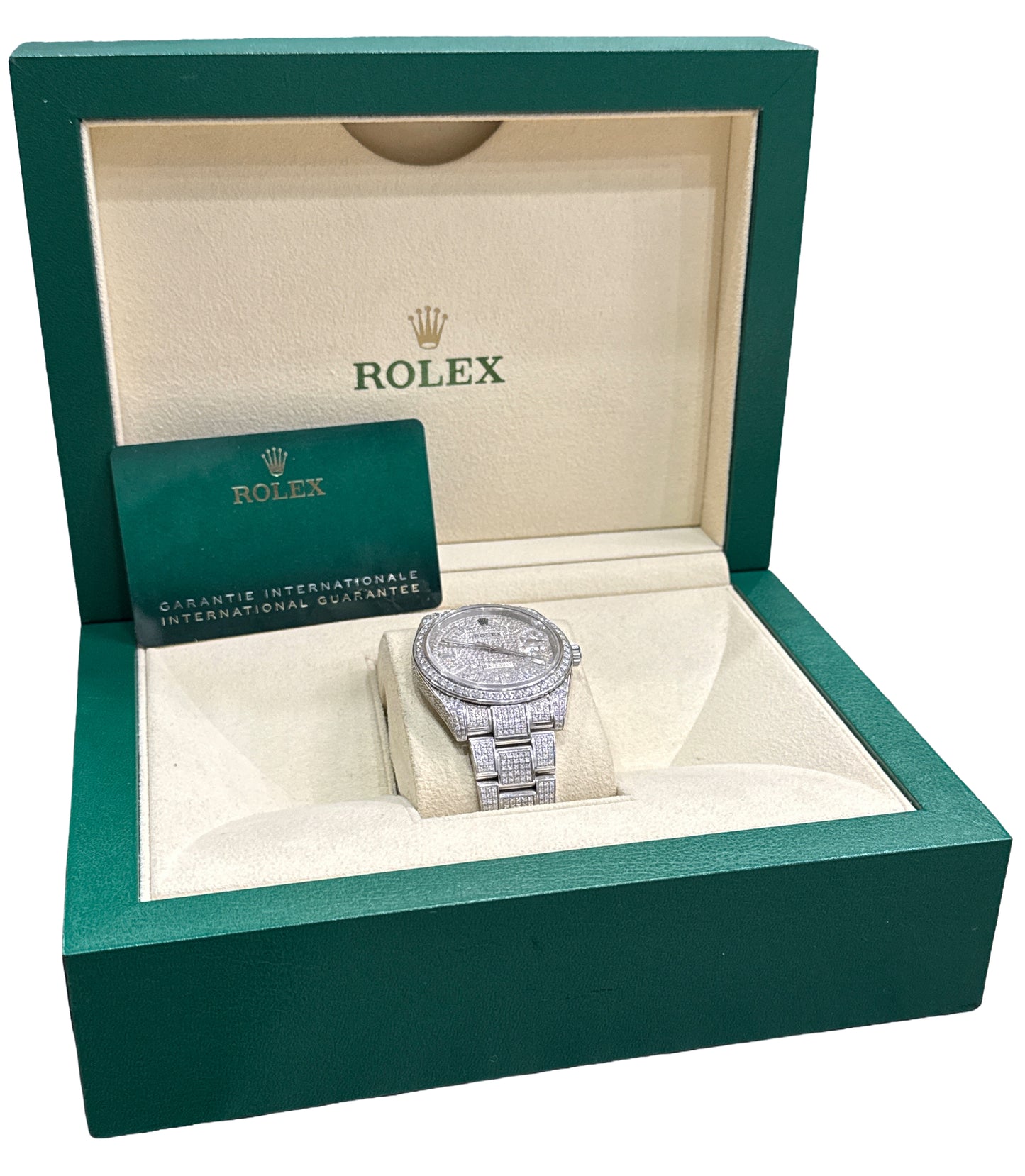 2020 PAPERS Rolex DateJust 41 PAVE DIAMOND Steel OYSTER 41mm 126300 Watch BOX