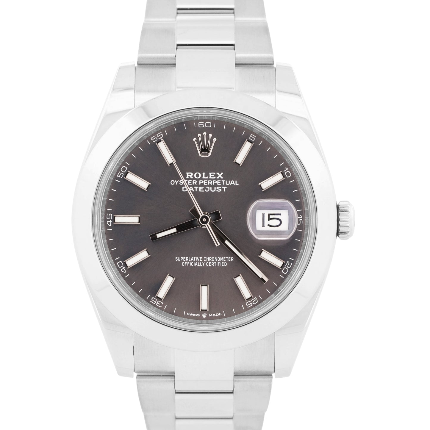 2019 PAPERS Rolex DateJust 41 RHODIUM Stainless Smooth OYSTER 41mm 126300 BOX
