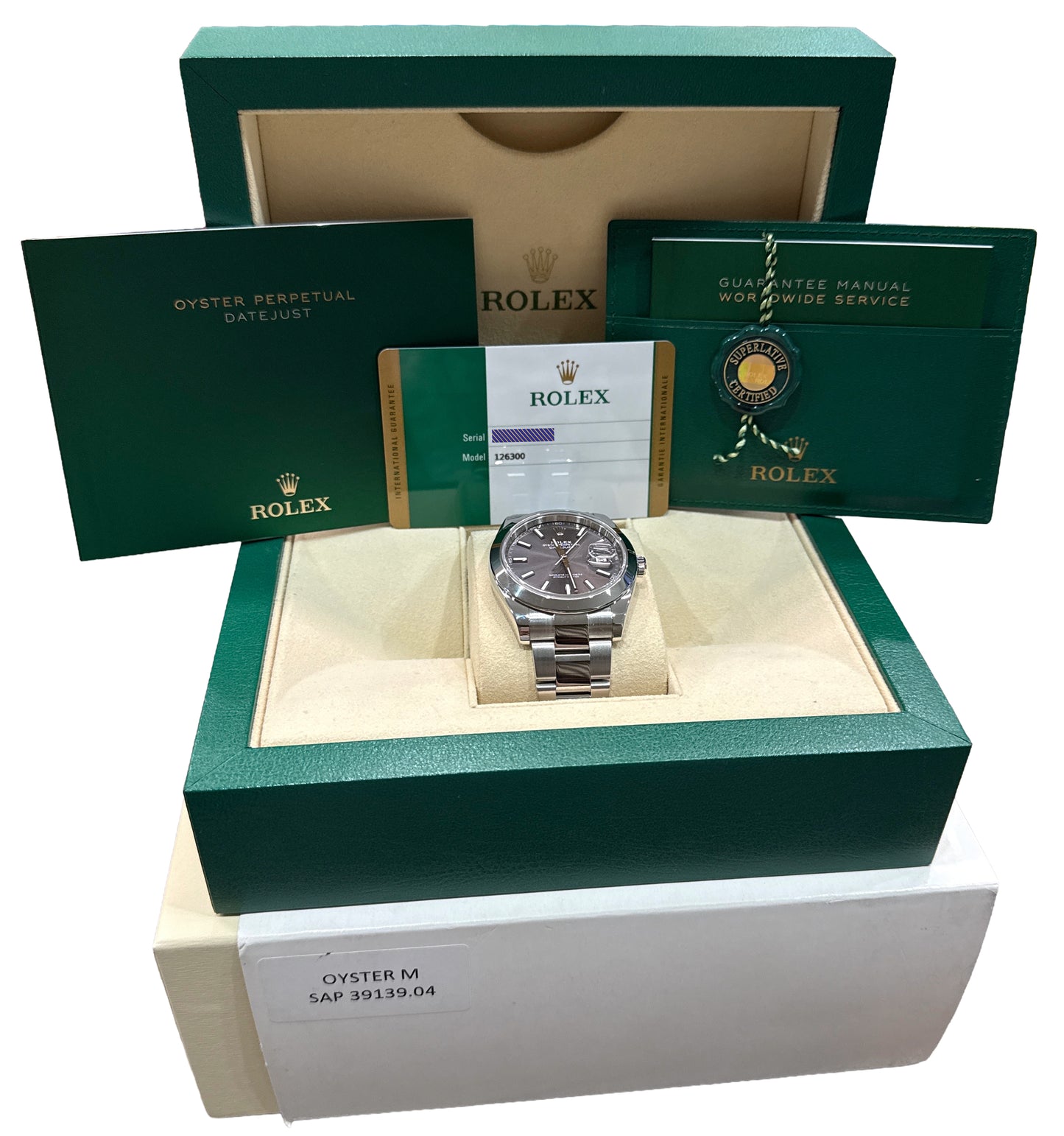 2019 PAPERS Rolex DateJust 41 RHODIUM Stainless Smooth OYSTER 41mm 126300 BOX