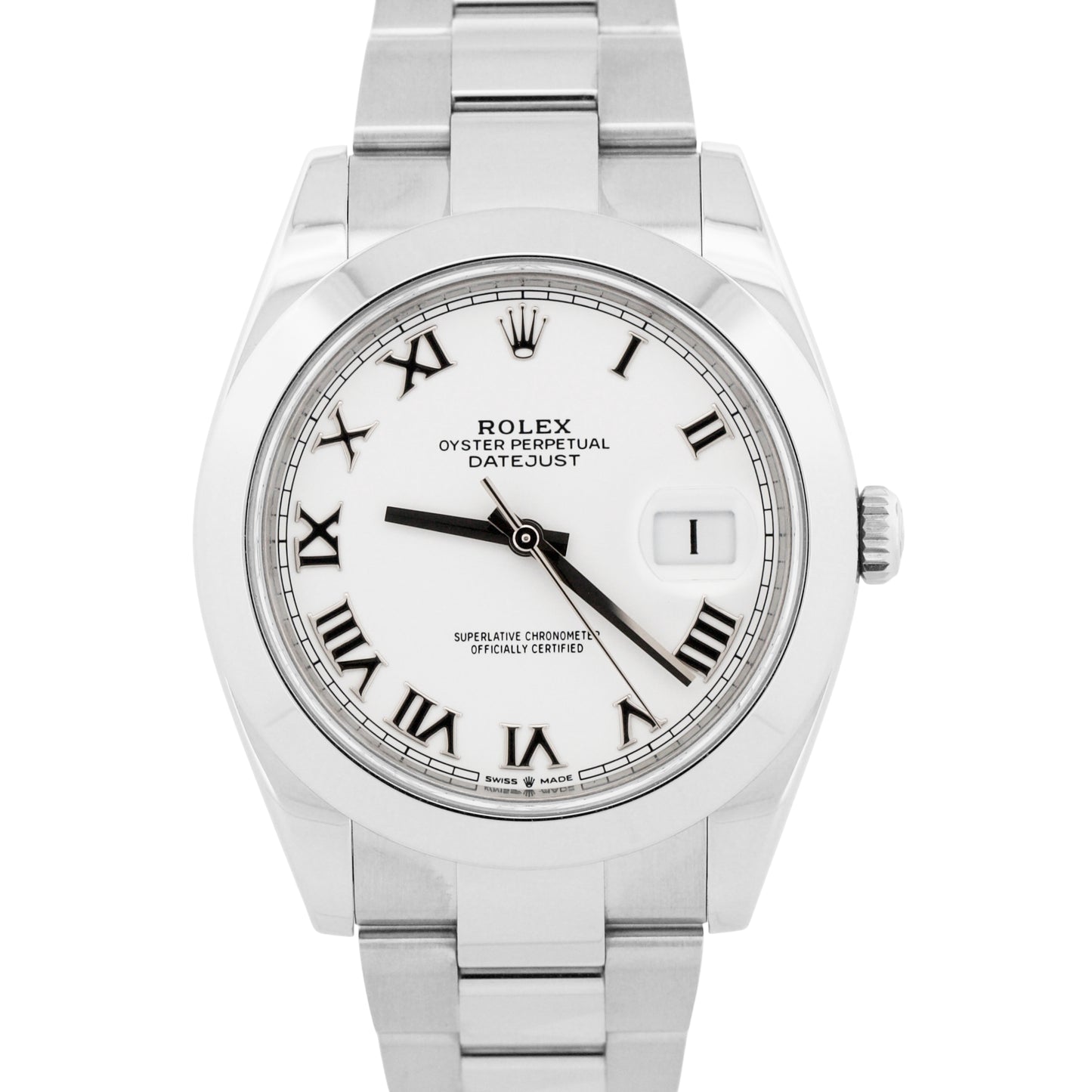 2023 PAPERS Rolex DateJust 41 WHITE ROMAN Stainless Steel 41mm 126300 BOX