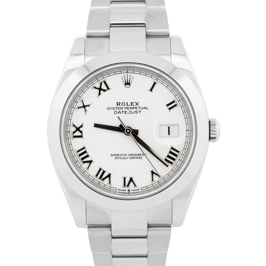 2023 PAPERS Rolex DateJust 41 WHITE ROMAN Stainless Steel 41mm 126300 BOX