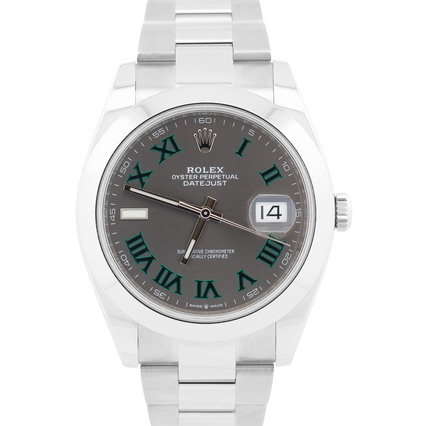 PAPERS Rolex DateJust WIMBLEDON Rhodium Steel Roman 41mm OYSTER 126300 Watch BOX