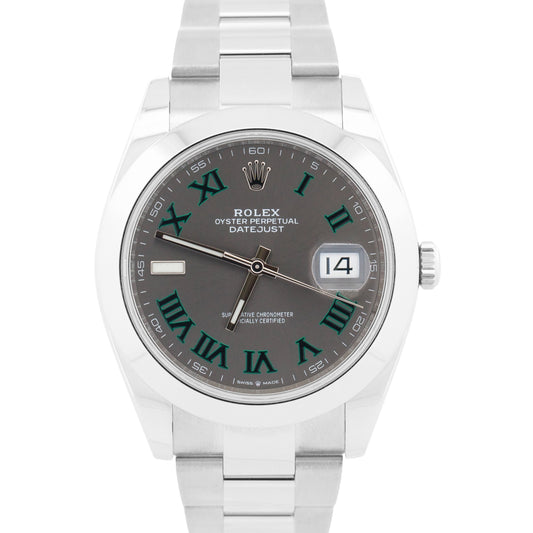 PAPERS Rolex DateJust WIMBLEDON Rhodium Steel Roman 41mm OYSTER 126300 Watch BOX