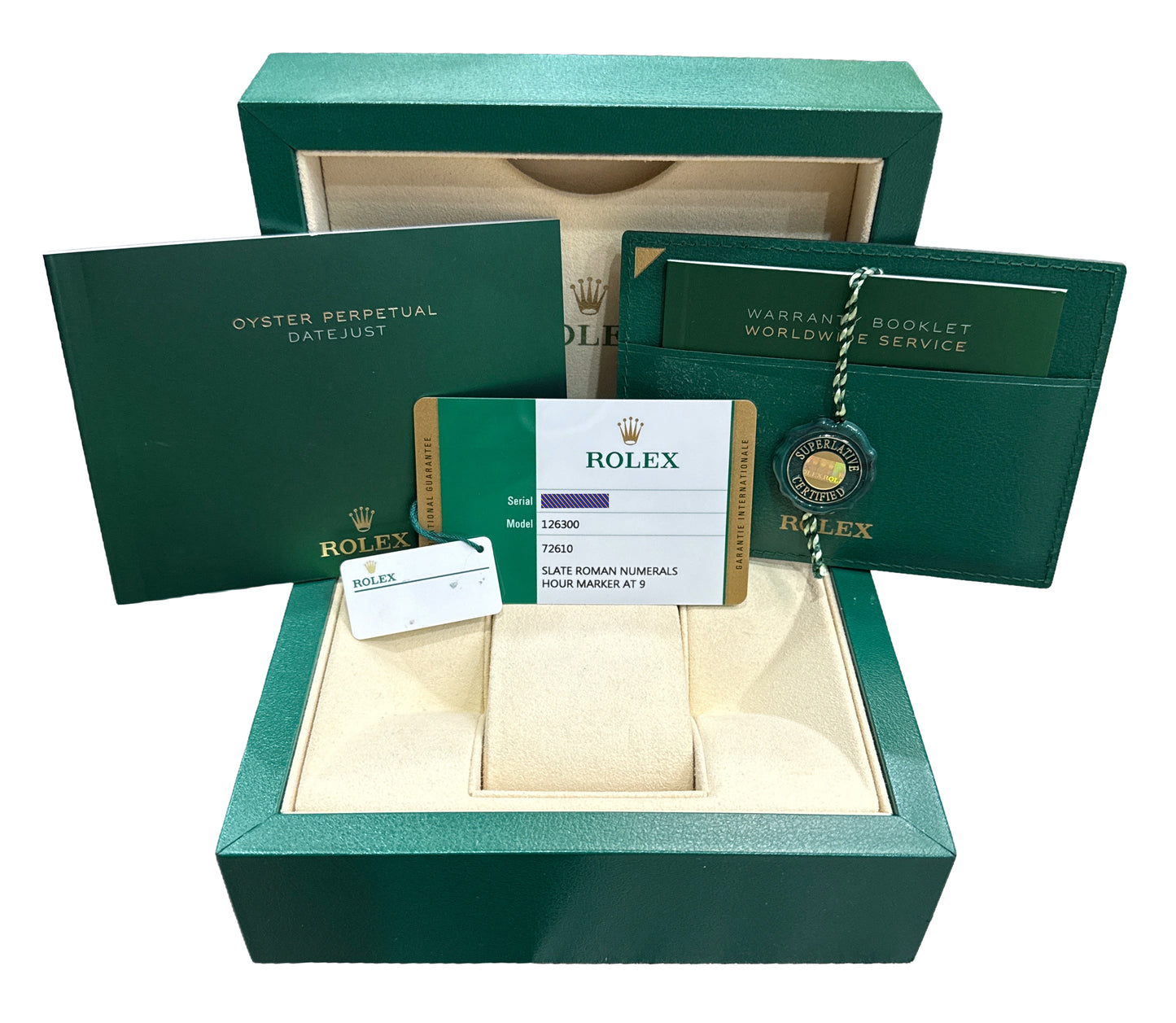 PAPERS Rolex DateJust WIMBLEDON Rhodium Steel Roman 41mm OYSTER 126300 Watch BOX