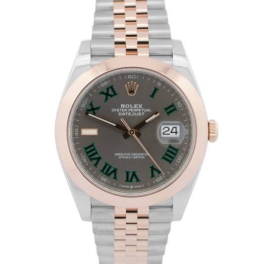 PAPERS Rolex DateJust 41mm WIMBLEDON 18K Rose Steel JUBILEE Smooth 126301 BOX