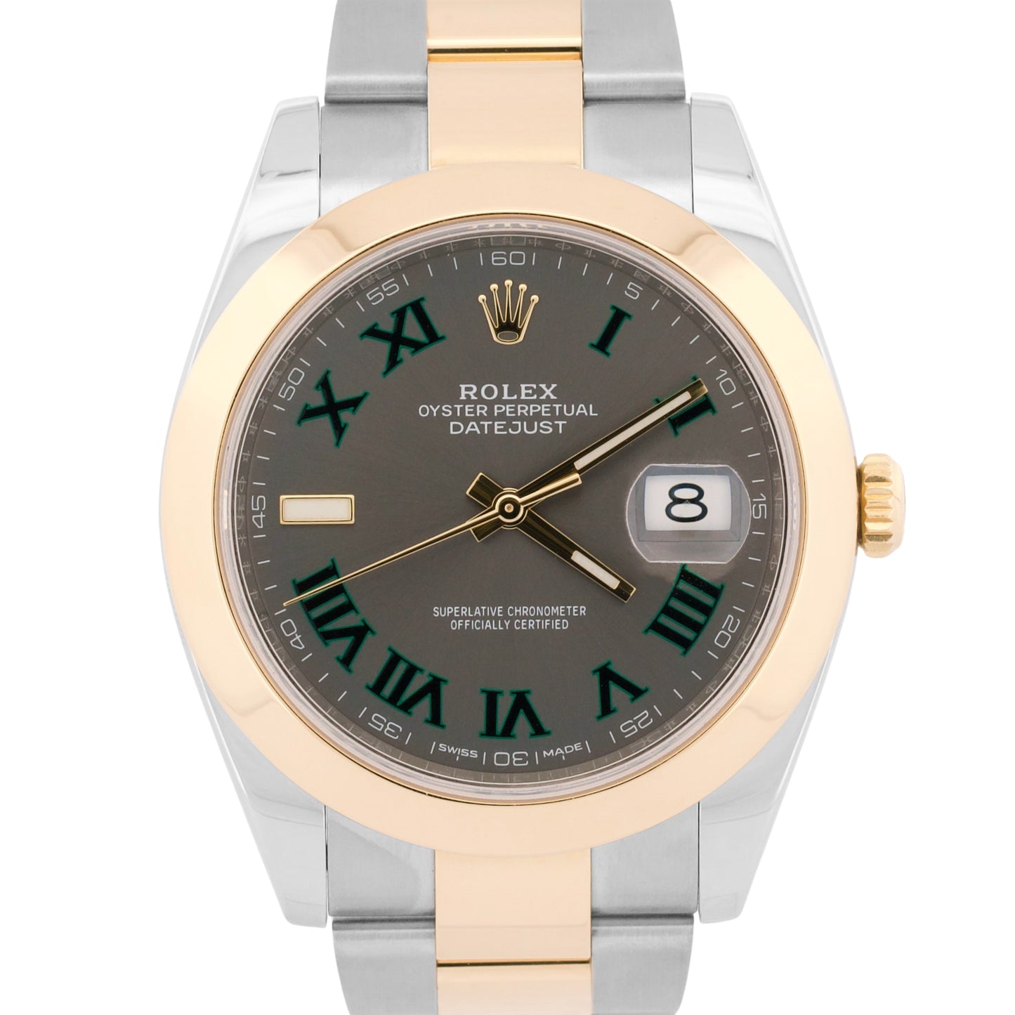 Rolex DateJust 41 WIMBLEDON Rhodium Roman 18k Gold Steel OYSTER 41mm 126303