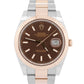 2025 PAPERS Rolex DateJust 41mm CHOCOLATE Brown OYSTER 18K Gold Steel 126331 BOX