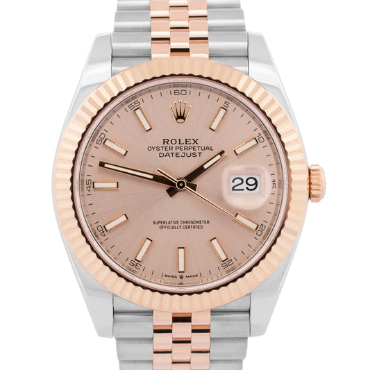2023 PAPERS Rolex DateJust 41mm SUNDUST PINK 18K Gold Steel JUBILEE 126331 BOX