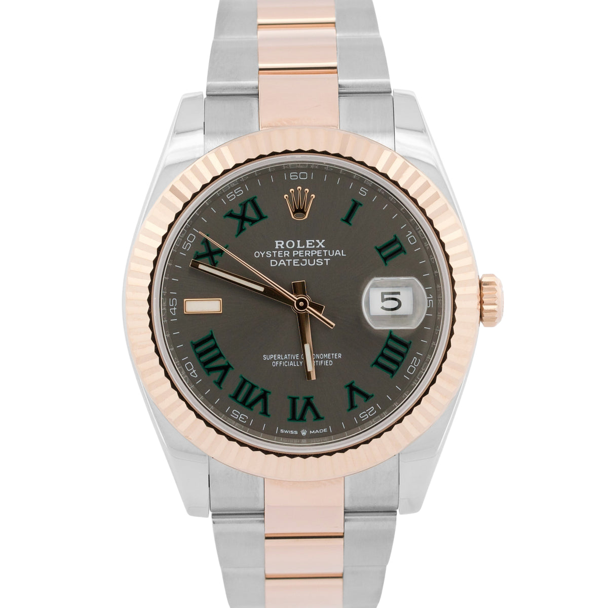 2022 Rolex DateJust 126331 41mm Wimbledon Roman 18K Gold Steel Oyster Box Papers