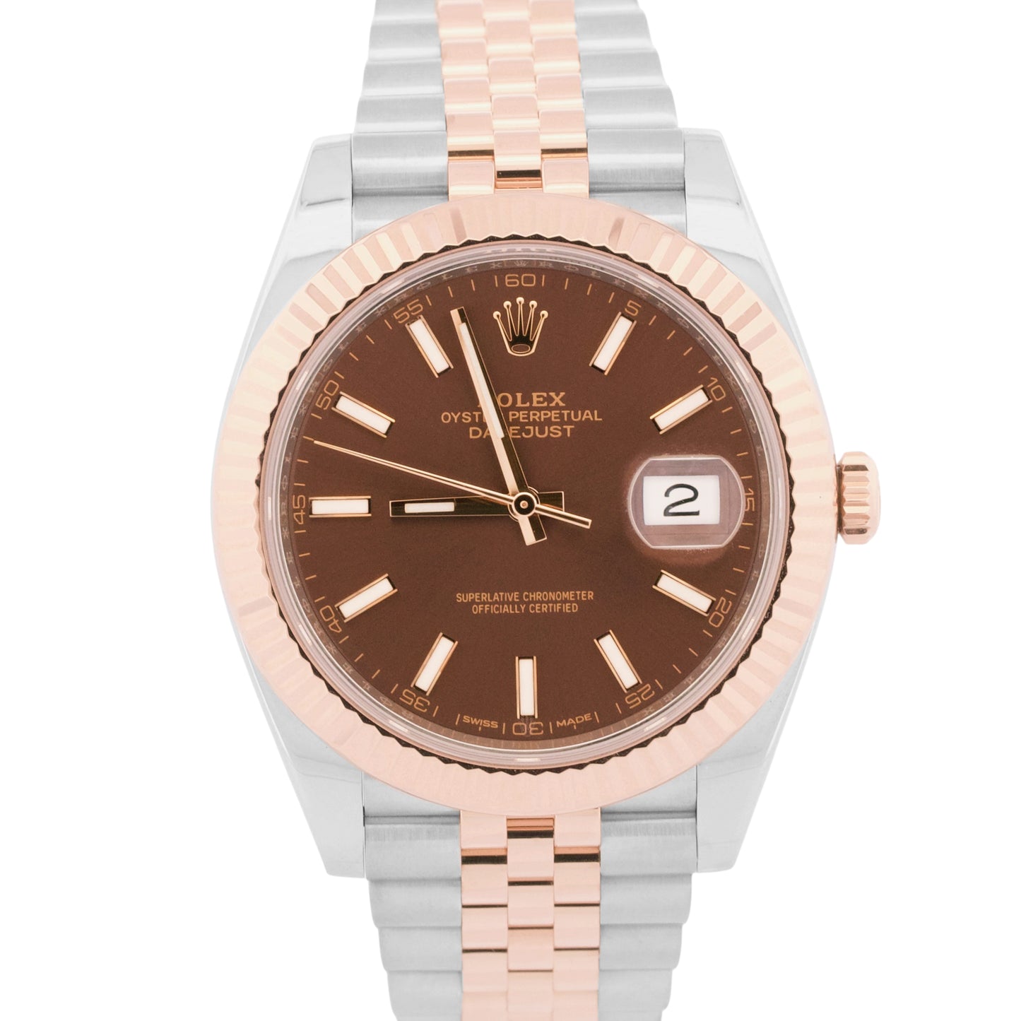 Rolex DateJust 41 CHOCOLATE Brown 18k Rose Gold Steel JUBILEE 41mm 126331 Watch
