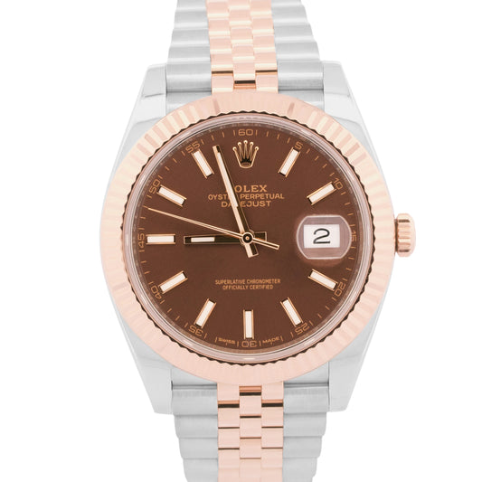 Rolex DateJust 41 CHOCOLATE Brown 18k Rose Gold Steel JUBILEE 41mm 126331 Watch