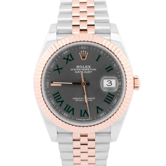 PAPERS Rolex DateJust 41mm WIMBLEDON Steel 18K Rose Gold JUBILEE 126331 BOX