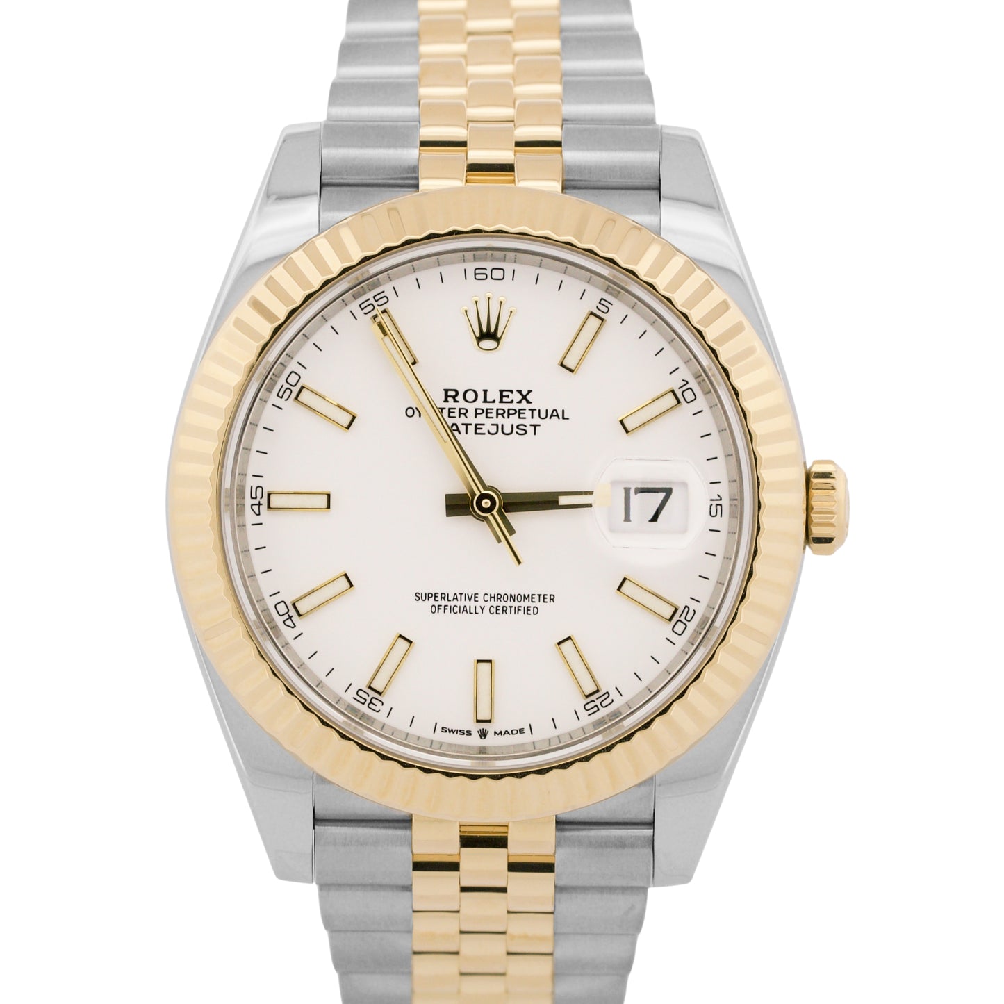 MINT 2023 Rolex DateJust WHITE 41mm 18K Fluted Steel JUBILEE 41mm 126333 BOX