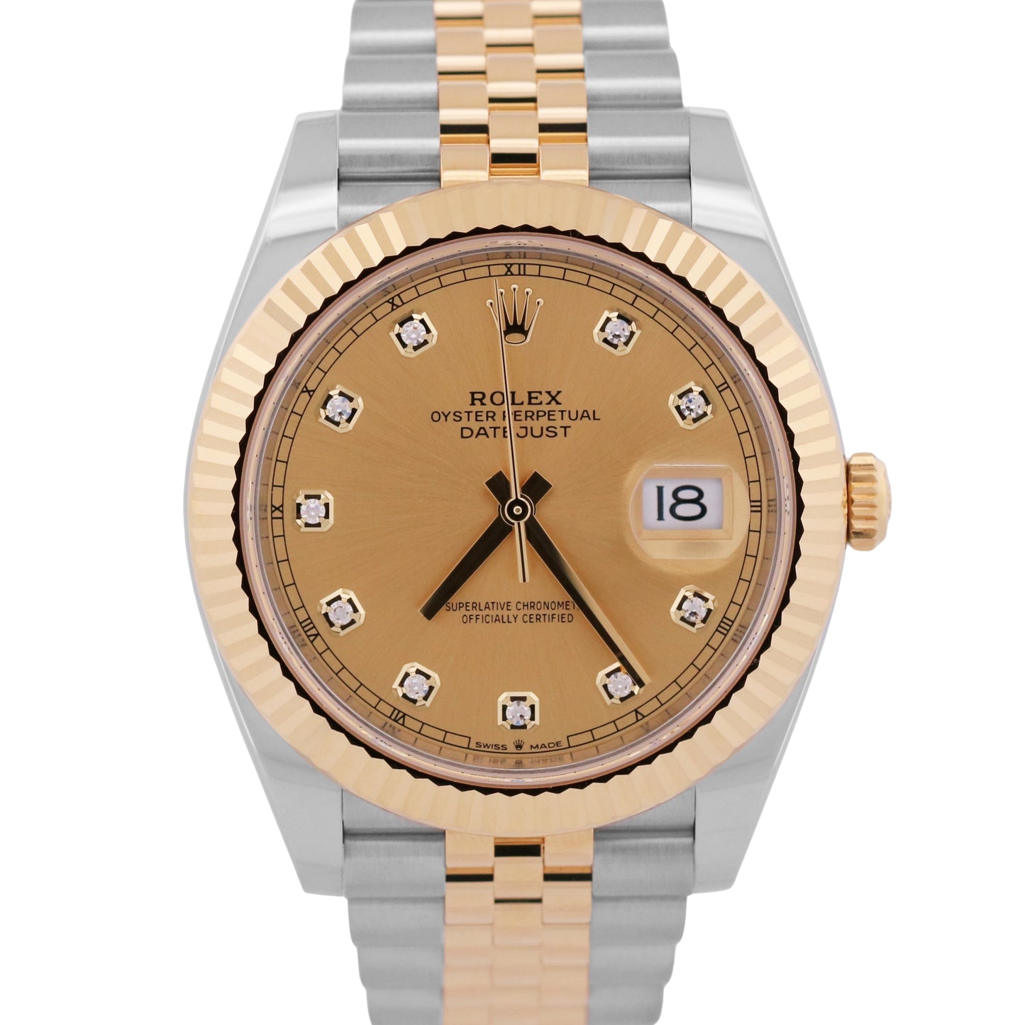 2024 Rolex DateJust 126333 Champagne Diamond 18K Steel Jubilee 41mm Box Papers