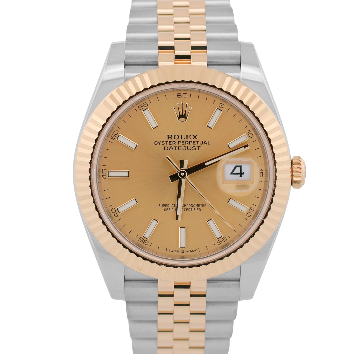 2023 Rolex DateJust 126333 41mm Champagne 18K Gold Silver Jubilee Box Papers