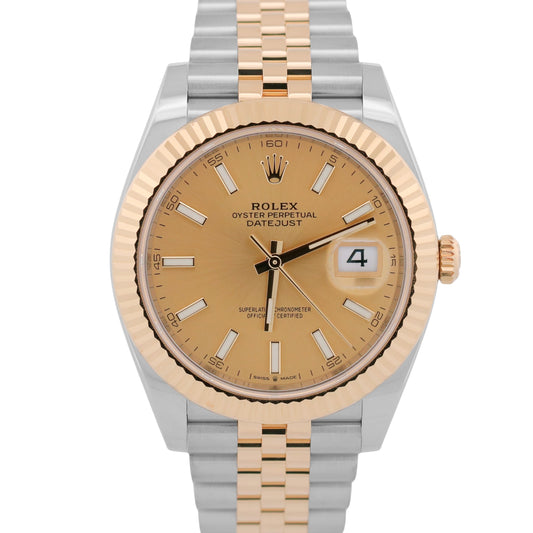 2023 Rolex DateJust 126333 41mm Champagne 18K Gold Silver Jubilee Box Papers