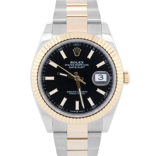 2021 PAPERS Rolex DateJust 41 BLACK 18K Gold Steel OYSTER 41mm 126333 Watch BOX