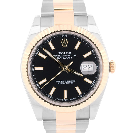 Rolex DateJust 41 BLACK 41mm 18K Yellow Gold Fluted Steel OYSTER 126333 Watch