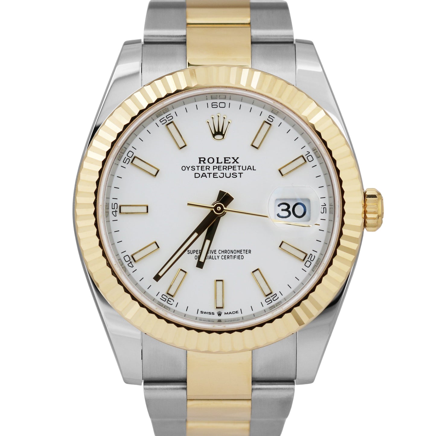MINT 2022 Rolex DateJust White 126333 41mm 18K Gold Steel 41mm Oyster Watch BOX