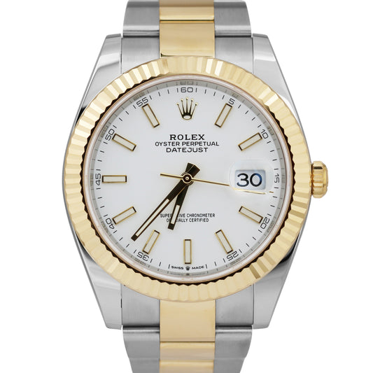 MINT 2022 Rolex DateJust White 126333 41mm 18K Gold Steel 41mm Oyster Watch BOX